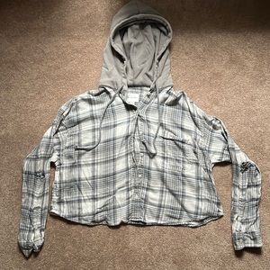 american eagle flannel hoodie (cropped)